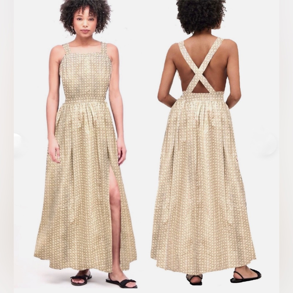Hill House Sand Basketweave Cotton Poplin Addie Maxi Dress